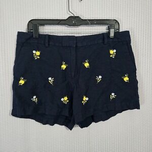 Loft Womens Linen Blend Embroidered Floral Shorts‎ Size 8 Dainty Darling Summer
